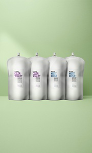 All four KMS Refill Pouches in a row